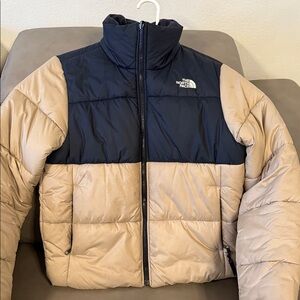 The North Face Kids' Black and Tan Puffer Coat